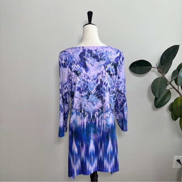 One World Purple Tie Dye Embellished Lace Asymmetrical Tunic XL - Picture 7 of 10